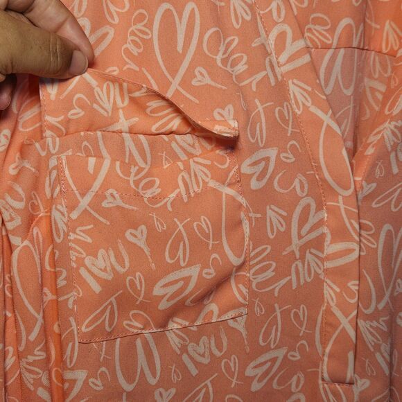 Torrid Women's Harper Blouse size 1X Peachy Pink Hearts Coquette Feminine Flowy - Picture 5 of 13